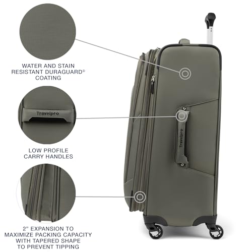 Travelpro Maxlite 5 Softside Expandable Luggage with 4 Spinner Wheels, Lightweight Suitcase, Men and Women, Slate Green, Checked-Medium 25-Inch - Image 5