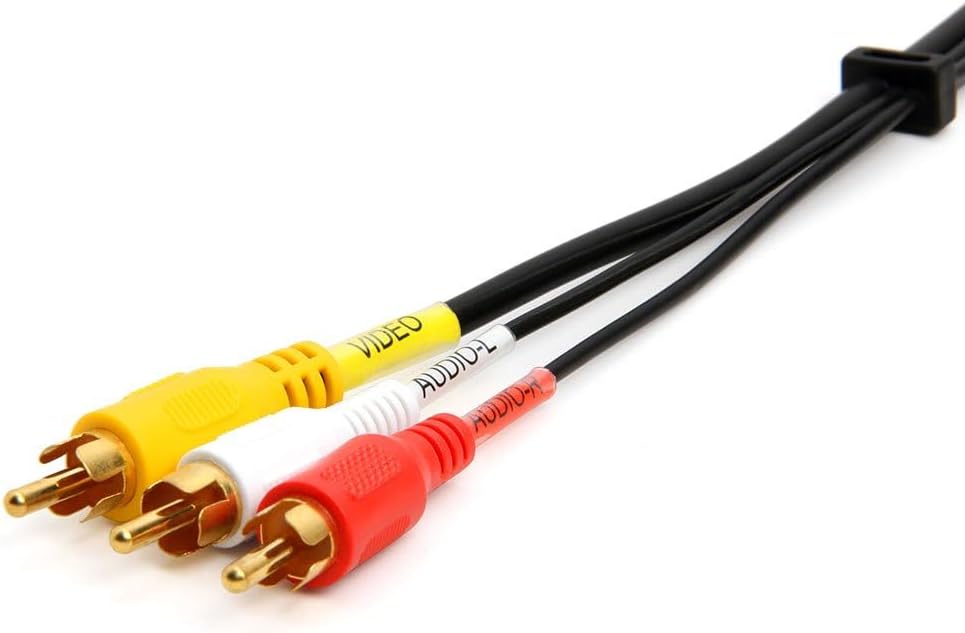 Cmple - 3 RCA Cable 50 Feet Composite Three RCA Male to Male Audio Video Cables A/V Gold Plated Triple Plug to Plug Cord for VHS/DVD Players, TVs