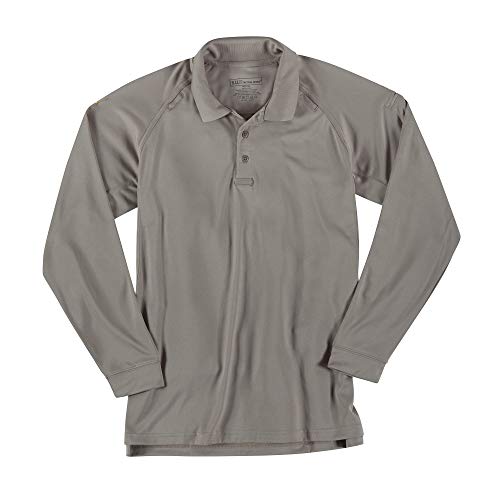 5.11 Tactical Men's Performance Long-Sleeve Work Polo Shirt, Style 72049, Silver Tan, Medium