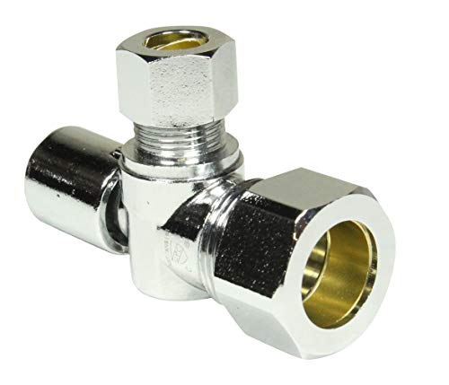 Image of Heavy Duty Loose Key 1 /2 in. NOM Comp Inlet x 3 /8 in. OD Compression Outlet Chrome Plated Brass 1 /4 Turn Single Piece Body Angle Stop Valve (2 Pack)