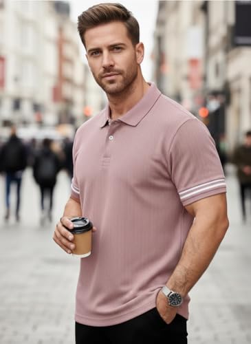 Image of Mack Jonney Men's Premium Jacquard Polo T-Shirt | Short Sleeve Soft Knit Fabric | Stylish Casual & Smart Wear Polo-M6907