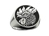 SilverDia Chicken Rooster Cock Ring Lady Gag Animal Signet Signet Rings For Men Oxidized Fine 925 Sterling Silver Handmade Rooster Cock Ring Customized Head Embossed Cockerel Vintage Ring Gift For Him
