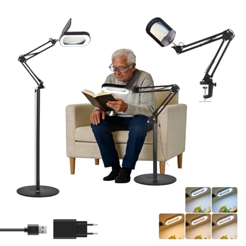 2 en 1 Lupa con Luz y Soporte Lupa de Gran