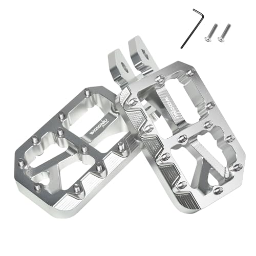 Woodniu Racein Dirt Bike Foot Pegs for Ebike Surron Light Bee X S Color Prickly Peg Motorcycle Aluminum Alloy Pedal for Segway X160 X260/Talaria X3 X4/E Ride PRO SS Silver Body with Silver Spikes