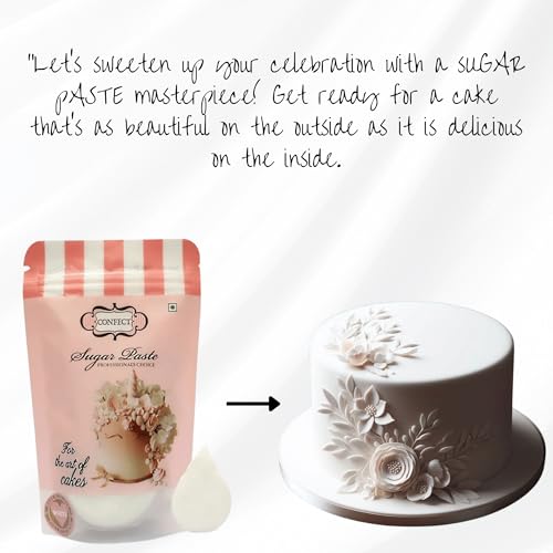 Image of Confect Sugar Paste | Edible Sugar Paste | Fondant for Cake Decoration | Chef's Choice for Cake Decorating (250g (Pack of 1), White)