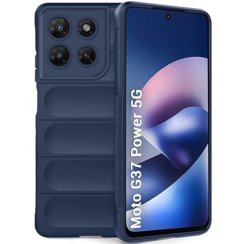Image of TheGiftKart Liquid Silicon Back Cover Case for Motorola Moto G37 Power 5G | Shockproof Military Grade Protection | Micro-Fibre Cloth On Inner Side | Built-in Anti-Slip Grip Cover Case (TPU, Blue)