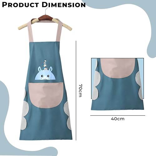Image of Kraptick Kitchen Apron - Comfortable Cooking Waterproof Apron for Men and Women With Pocket and Side Coral Velvet for Wiping