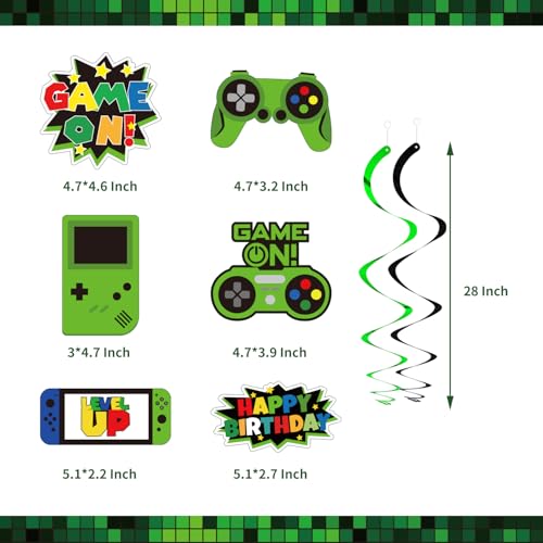Kotlmight SDSD5123 Green Video Game Party Supplies 201Pcs Gamer Gaming Party Decoration For Boys Birthday Party Table Cover thumb #4