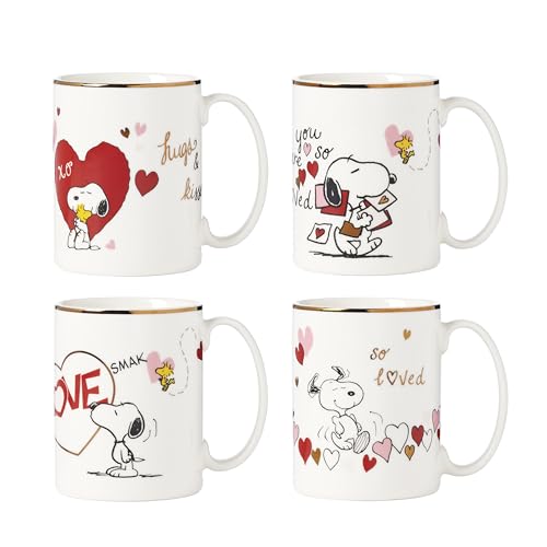Lenox 897219 Snoopy Valentine's Day Mugs, Set of 4, Assorted