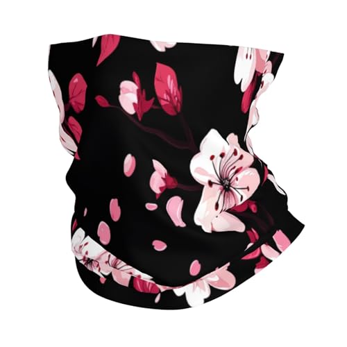 Cherry Blossoms Pattern Neck Gaiter Face Mask Scarf Bandana Head Wrap Uv Protection Balaclava For Sports