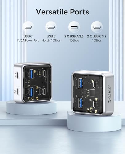 Hub USB 3.2, 4 Porte USB 3.2 Gen2 Hub con 2 Porte Tipo A/C, Adattatore Multiporta in Lega di Zinco da 10Gbps compatibile con MacBook, iMac, Surface Pro, XPS e Disco Rigido - Hub USB - Immagine 1