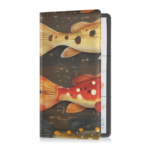 Pu Leather Car Registration and Insurance Holder Men Women Essential Wallet Case for Driver Auto Owners Trailer Motorcycle Boat Art Cod Fishes