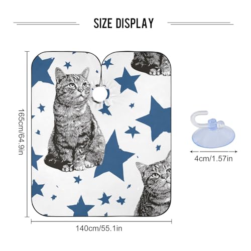 Capa de Barbero ALAZA Cats Azul Estrellas Impermeable 55x65 pulg miniatura 3