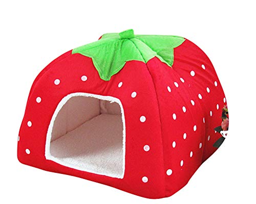 GUOCU Forniture per Animali Domestici Cuccia a Forma di Fragola per Cani Casa per Cane Gatti Animali Domestici Canile Cuccia Morbida Rosso XXL