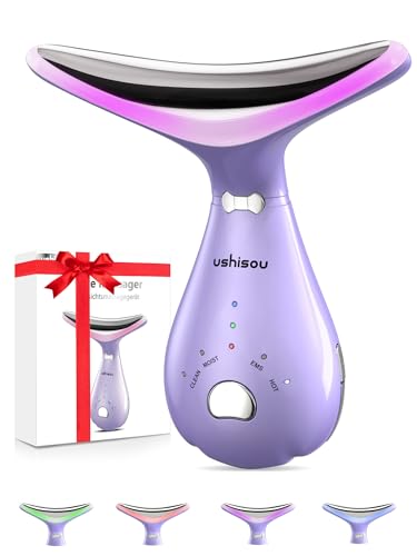 Face Massager Electric Facial Lifting: Skin Tightening Neck Lift Device 4 LED Colors - 3 Massage Modes 45°C Heat EMS Microcurrent Tightening Machine - Anti-Wrinkle Face Toning Firming for Women