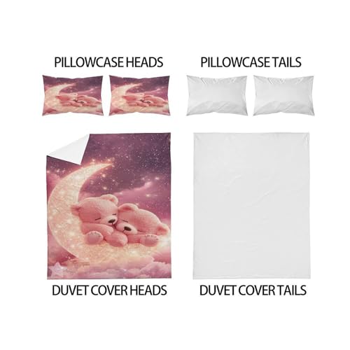 Couvre-lit microfibre ours lunaire parure de couette 3 pièces King