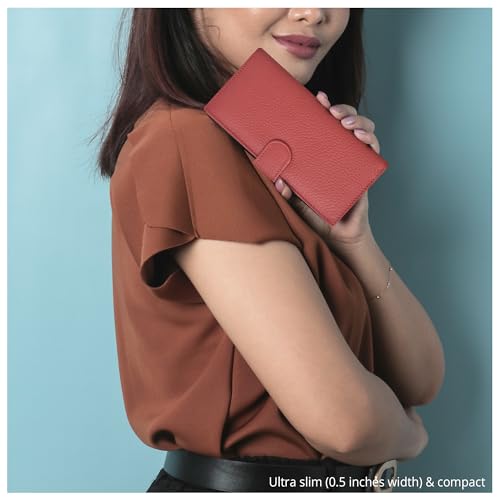 Image of Oak Leathers Checkbook Cover Slim Minimalist For Men with RFID Blocking Credit Card Holder Wallet (Rose)