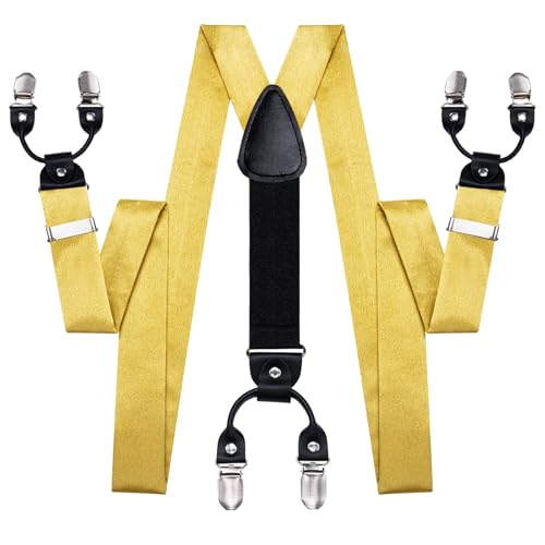 Image of Dubulle Suspender and Bow Tie for Men Paisley Solid Mens Suit Braces Pretied Bowtie and Handkerchief Cufflinks Formal Wedding
