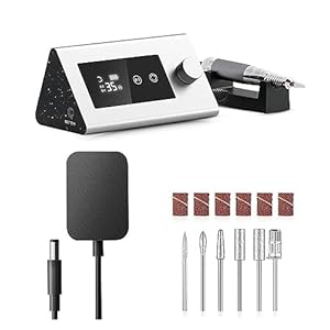 Nail Drill, 35000RPM Electric Nail Drill Manicure Machine for Hand and Foot Repair Manicure Cutter Set Nail Gel Polisher Salon Equipment Professional Nail Tools (Bianco A)
