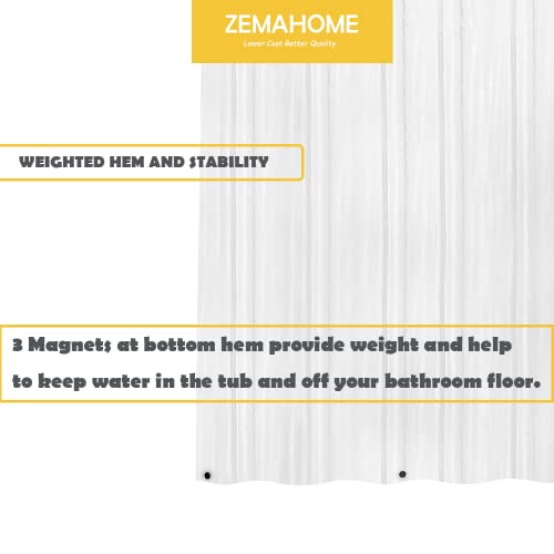 Image of ZEMAHOME 4 Pack PEVA Plastic Shower Curtain Liner Premium Light Weight 72 inch x 72 inch Clear Bathroom Shower Showroom Curtain Liner with Rustproof Metal Gromments and Weighted Magnet