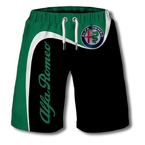Pantalones Cortos De Verano para Hombres Pantalones De Playa Impresos con El Logotipo Digital 3D De Alfa Romeo Pantalones Cortos Casuales para El Hogar (2,3XL) Cover