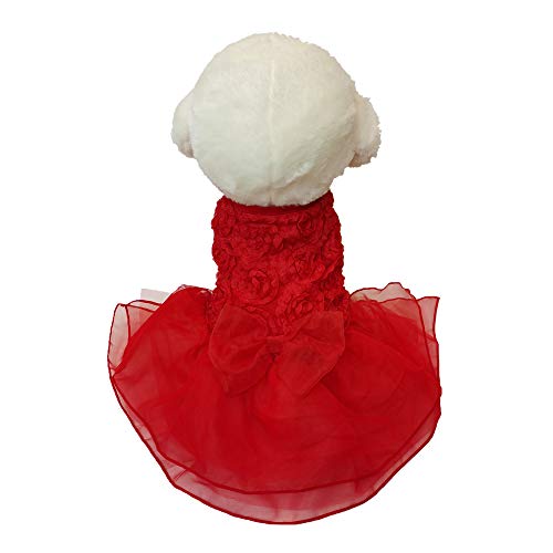 Wolyepor Hunde-Kostüm für Hunde, Baumwolle, Prinzessinnenkleid, Hundekleidung, Tutu, Hunderock, Größe XL, Blumenrot Cover