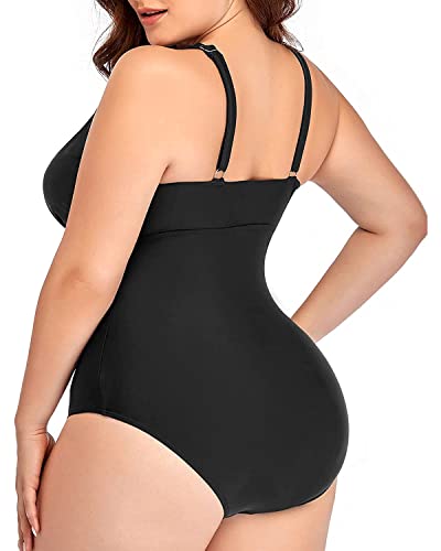 Daci Women Black Plus Size One Piece Swimsuits Sexy V Neck Backless Bathing Suit 20 Plus #TOP4