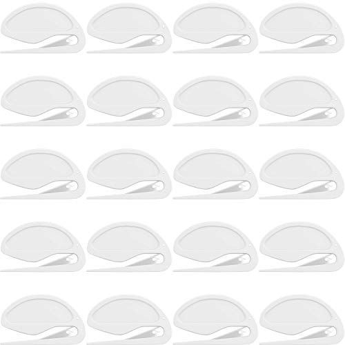 Onwon 20 Pieces Letter Opener Envelope Slitter with Safety Concealed Blade Package Opener Slitter Paper Knife Plastic Openers Razor Blade for Office Home Supplies, White