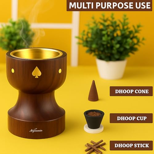 Image of Signamio Wooden Dhoop Holder Stand - Elegant Bakhoor Burner & Loban Burner, Versatile Dhoop Stand for Incense, Crafted for Home Decor, Ideal for Meditation & Aromatherapy Sessions-DN-1