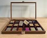 Zippo Lighter Display Case，Zippo Lighter Case With Glass Top&Lock,18 Capacity Collection Case For Lighters,Jewelry,Watches,Desktop Zippo Lighter Storage Case,Fabric Lined Show Case(non-wall-mountable)