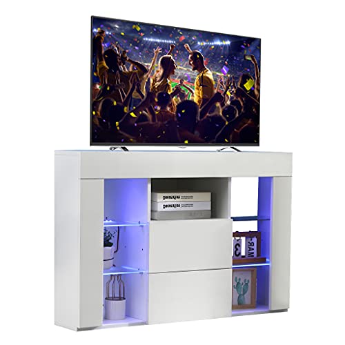 Dripex TV Board Schrank Lowboard Eckschrank Eckkommode mit LED Beleuchtung...