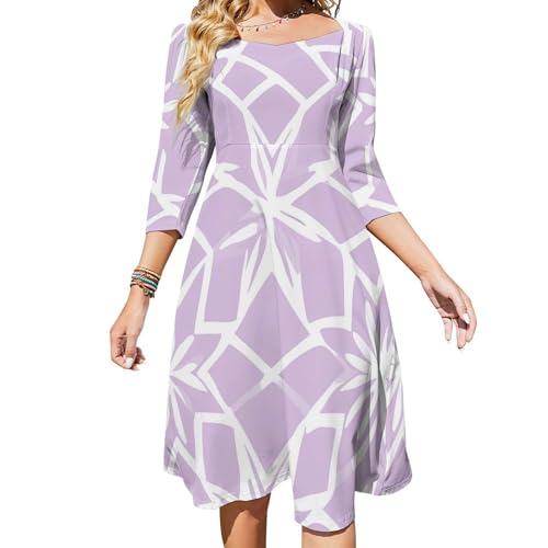 Amazon.com: Light Purple Star Pattern Women's 3/4 Sleeve Dresses V Neck  Elegant A-Line Midi Dress Flare Summer Casual Sundress XS : Clothing, Shoes  & Jewelry