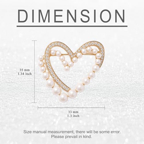 Image of Heart Brooches for Women Rhinestone Crystal Heart Brooch Pin Gift for Wife Girlfriend