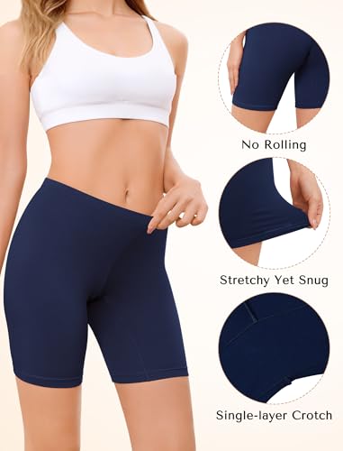 Image of voenxe Cotton Bike Shorts Women Underwear,Short for Under Dress Anti Chafe | 4 Pack Womens Boxer Brief,High Waist Slip Boyshort,Ladies Breathable Soft Biker Panties,Cooling Thigh Undershort Under Skirt