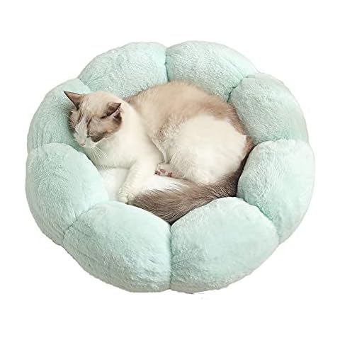 PAPIEEED Warm Plush Pet Cat Bed, Soft Flower Kitten Cushion Mat Cute Puppy Cat Cuddler for Winter Carpet for Puppy Kitten Cover