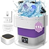 Mini Lavatrice Portatile 11L Pieghevole con Centrifuga, Adatto per Campeggio, Viaggi, Lavatrice da Campeggio Piccola, Bucato, Biancheria Intima, Calzini, Piccoli Oggetti, Tre velocità, Viola