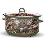Trapper's Peak 7 Quart Oval Slow Cooker Pot with Heat Settings for Kitchen Appliances, Counter Top Use and Cooking, Camo Green