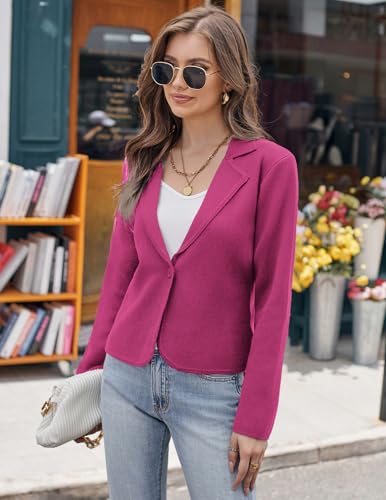Image of GRACE KARIN Women Sweater Blazer Casual Work Croppped Cardigan Lightweight Button Front Short Knit Blazer Jacket S-XXL