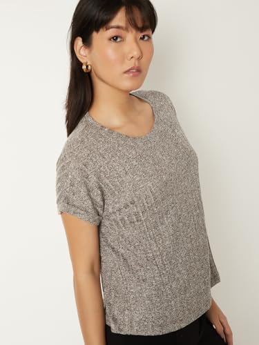 Image of Max Women's Cotton Regular Fit Textured Round Neck T-Shirt