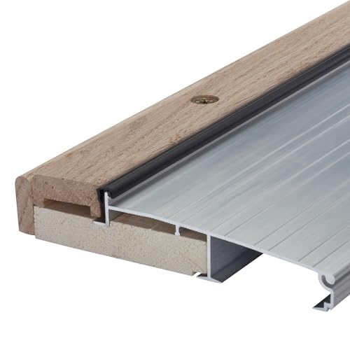 Image of M-D Building Products 78600 5-5 /8 in. x 1-1 /8 in. x 36 in. Silver Adjustable Aluminum & Hardwood Threshold Kit - Versatile Solution for French and Exterior Doors