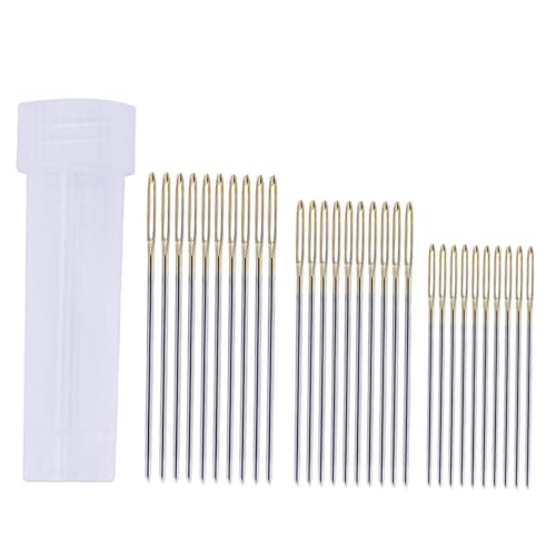 OSALADI 30 piezas Agujas de Coser de Acero Unidades con Ojo Grande para Bordado y Manualidades Kit Almacenaje para Proyectos de Costura y Punto