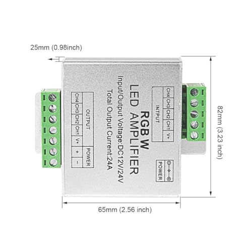 BTF-LIGHTING Single Color CCT RGB RGBW 4 Channel Signal Amplifier Controller Work with 2PIN 3PIN 4PIN 5PIN DC12V/DC24V Max 24A 5050SMD LED Strip Suitable for Long Distance Light Projects