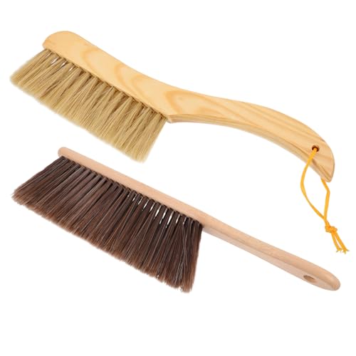ULTECHNOVO 2 Piezas Cepillo de Limpieza con Mango de Madera Cerdas Suaves para Quitar Polvo Cama Coche y Sofá Cepillo de Mano Multifunción para Limpieza