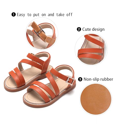 Image of GINFIVE Toddler Girls Sandals Little Girls Kids Summer Shoes Toddler Sandals