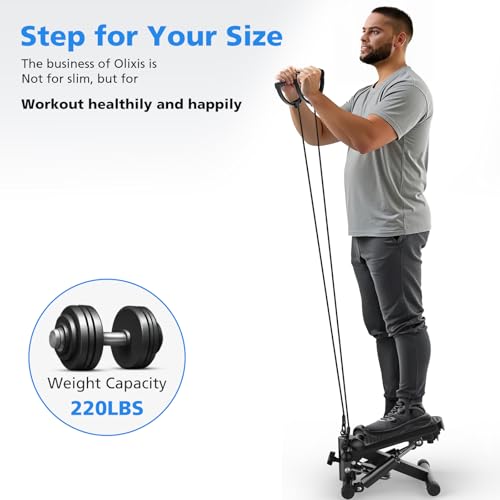 Image of OLIXIS Steppers for Exercise At Home Workout Equipment, Mini Stepper Exercise Machine for Senior Citizens, Twist Stepper with Resistance Bands, Cardio Weight Loss Equipment Home Fitness