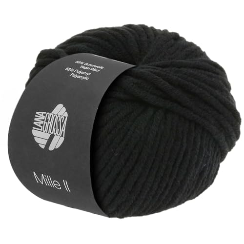 LANA GROSSA Mille II | Strapazierfähiges Mischgarn mit Merinowolle, waschmaschinenfest | Handstrickgarn aus 50% Schurwolle & 50% Acryl | 50g Wolle zum Stricken & Häkeln | 55m Garn FB15