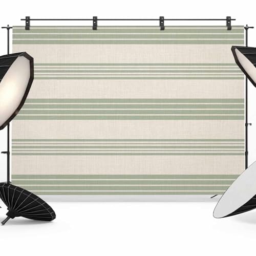 Sage Green Lines Backdrop 7x5ft Modern Simple Striped Pattern Beige Photography Backdrop Fabric Photoshoot Background Tapestry Banner for Birthday Baby Shower Decoration Party Video Photo Studio Props