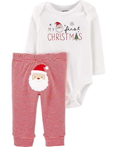 Image of Carter's Baby 2-Piece Bodysuit and Pant Set, "My First Christmas" Red, NB