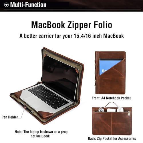 Pochette MacBook Pro 16.2 en cuir à fermeture éclair, idéale pour vos rendez-vous - 6