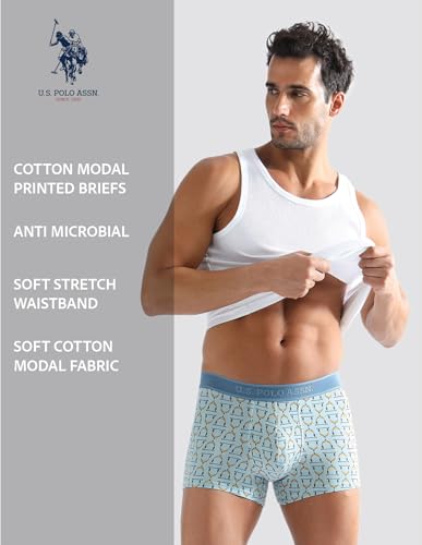 Image of U.S. Polo ASSN. Men PT005 Cotton Modal Printed Premium Underwear Trunks -Pack of 1